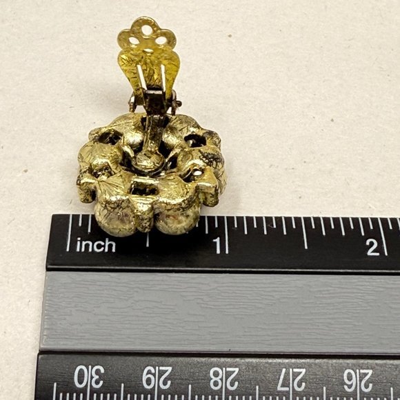 Vintage Cluster‎ Bead Earrings Gold-Tone Clip On Retro Classic - Picture 5 of 10